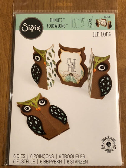 Owl Sizzix Thinlits Fold-A-Longs 6 Piece Die Set 661138 By Jen Long