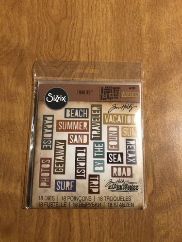 Vacation Words Sizzix Thinlits 18 Piece Dies Set By Tim Holtz 661287