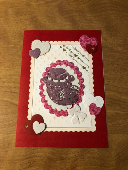 Red New Baby Congratulations Card Handmade