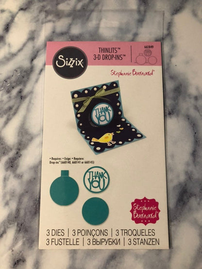 Thank You Sizzix Thinlits 3-D Drop-Ins Circle 3 Dies By Stephanie Barnard 661849