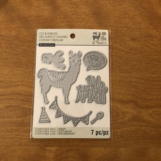 Llama No Drama Llama Party Time Recollections 7 Pieces Cut and Emboss Set 542699