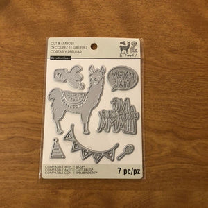Llama, No Drama, Llama Party Time, Recollections, 7 Pieces Dies, Cut and Emboss Set 542699 For Card Making Birthday Cards