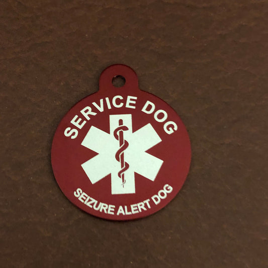 Seizure Alert Dog Medical Alert Service Dog Large Circle Large Circle Aluminum Tag SADMALRC