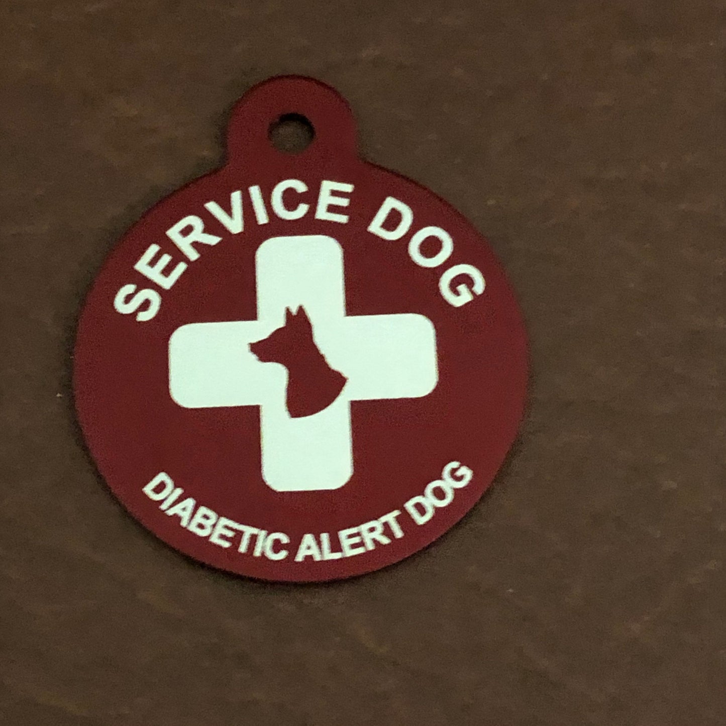 Diabetic Alert Dog Service Dog, Dog Cross Large Circle Aluminum Tag