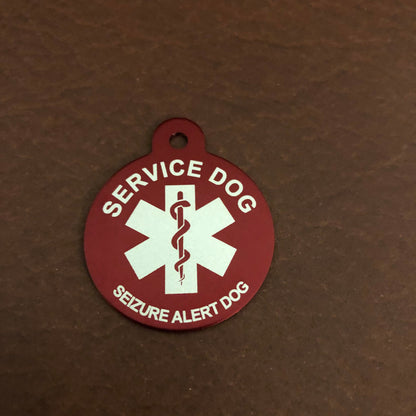 Seizure Alert Dog Medical Alert Service Dog Large Circle Large Circle Aluminum Tag SADMALRC