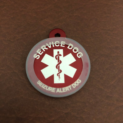 Seizure Alert Dog Medical Alert Service Dog Large Circle Large Circle Aluminum Tag SADMALRC