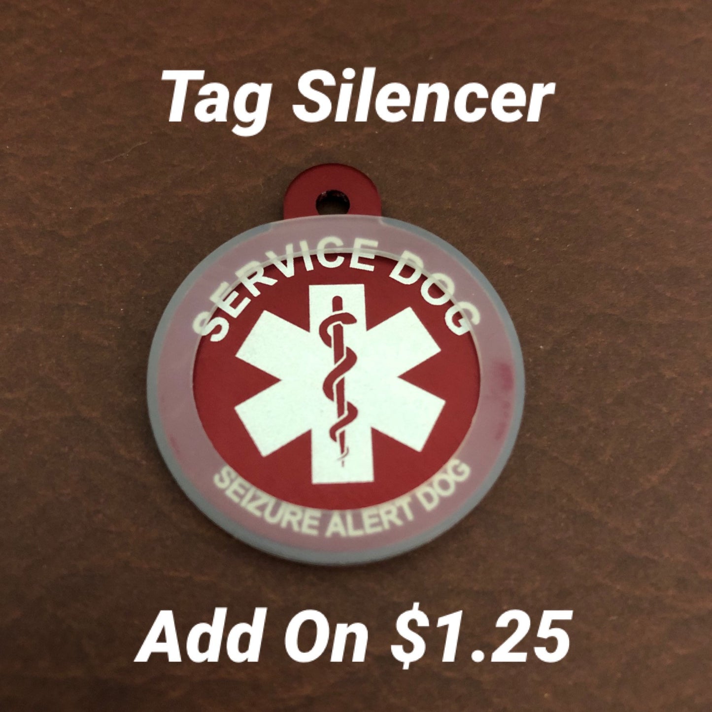 Seizure Alert Dog Medical Alert Service Dog Large Circle Large Circle Aluminum Tag SADMALRC