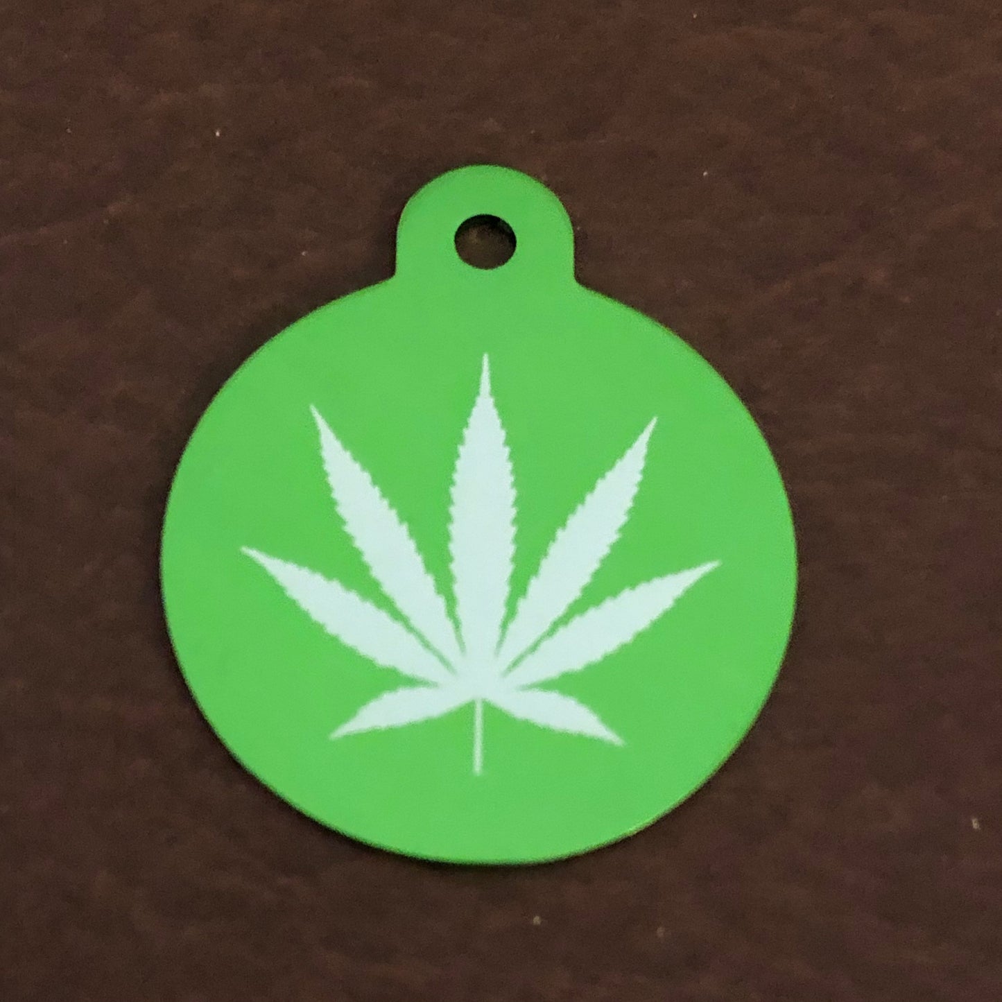 Marijuana Leaf Large Green Circle Personalized Aluminum Tag