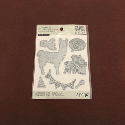 Llama, No Drama, Llama Party Time, Recollections, 7 Pieces Dies, Cut and Emboss Set 542699 For Card Making Birthday Cards