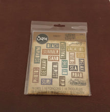 Load image into Gallery viewer, Vacation Words, Block, Sizzix, Thinlits, 18 Piece Dies Set, By Tim Holtz 661287 For Cardmaking