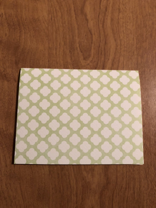 Green Blank Cards With Patterns and Envelopes 8 Pack